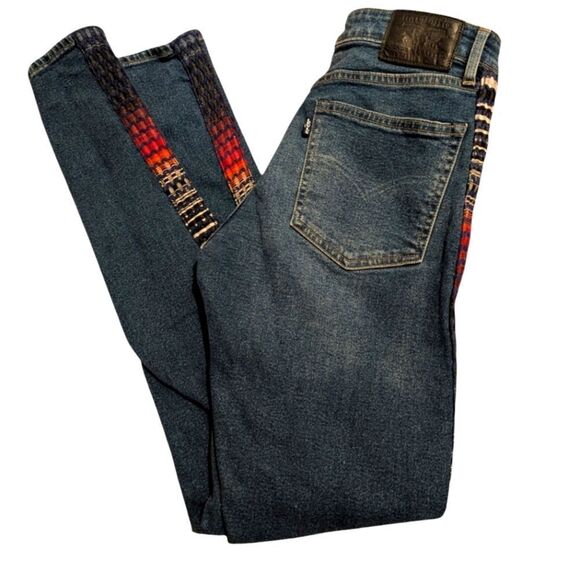 Anthropology Levi's Crafted woven side panels denim high waisted jeans size 27 - Picture 2 of 15